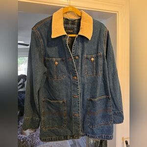 VINTAGE 90s Outbrook CHORE/BARNCOAT Blue Denim Corduroy  Utility Jacket L